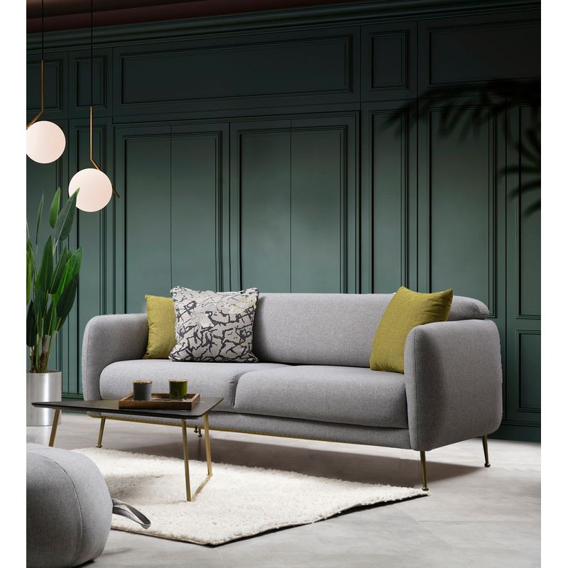 Casa si Gradina - Mobilier - Canapele si coltare - Canapele - Canapea extensibila 3 locuri, Hanah Home, lemn fag si PAL, gri, 214x98x85 cm - Infinity.ro