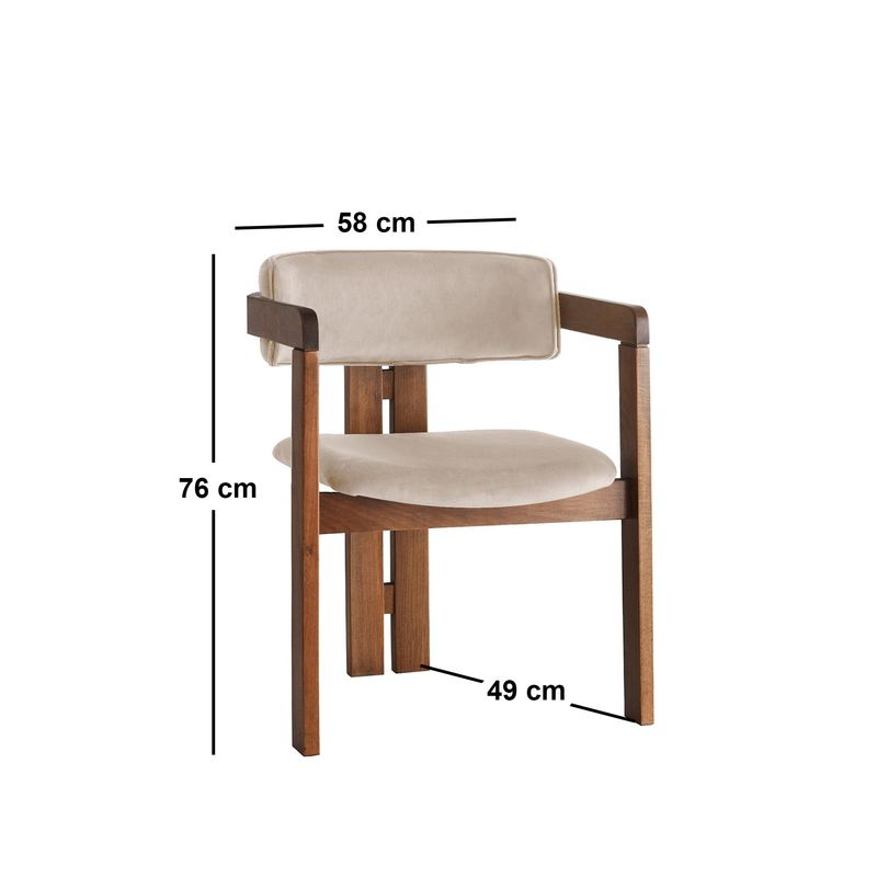 Casa si Gradina - Mobilier - Scaune si fotolii - Fotolii - Fotoliu, Hanah Home, lemn, catifea, nuc, bej, 58x49x76 cm - Infinity.ro