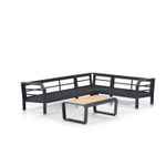 Casa si Gradina - Gradina si terasa - Mobilier exterior - Seturi mobila gradina - Set mobilier de gradina, Hanah Home, aluminiu, gri, galben, negru, 230x275x77 cm - Infinity.ro