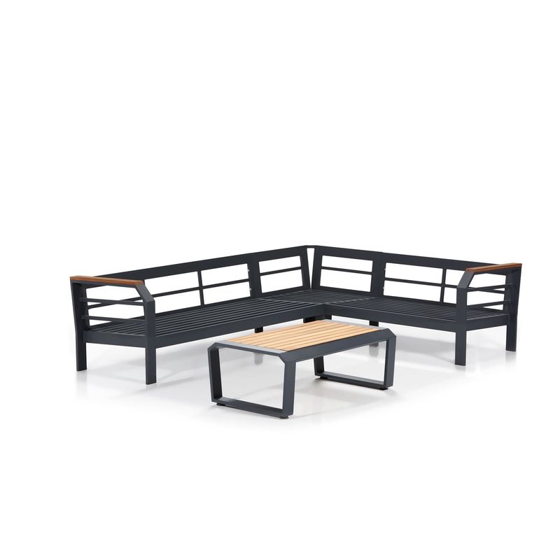 Casa si Gradina - Gradina si terasa - Mobilier exterior - Seturi mobila gradina - Set mobilier de gradina, Hanah Home, aluminiu, gri, galben, negru, 230x275x77 cm - Infinity.ro