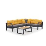 Casa si Gradina - Gradina si terasa - Mobilier exterior - Seturi mobila gradina - Set mobilier de gradina, Hanah Home, aluminiu, gri, galben, negru, 230x275x77 cm - Infinity.ro