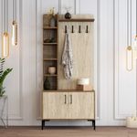 Casa si Gradina - Mobilier - Organizare si depozitare - Cuiere - Cuier, Hanah Home, pal melaminat, nuc si travertin, 90x35x200 cm - Infinity.ro