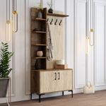Casa si Gradina - Mobilier - Organizare si depozitare - Cuiere - Cuier, Hanah Home, pal melaminat, nuc si travertin, 90x35x200 cm - Infinity.ro