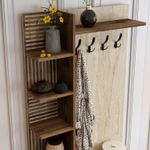 Casa si Gradina - Mobilier - Organizare si depozitare - Cuiere - Cuier, Hanah Home, pal melaminat, nuc si travertin, 90x35x200 cm - Infinity.ro