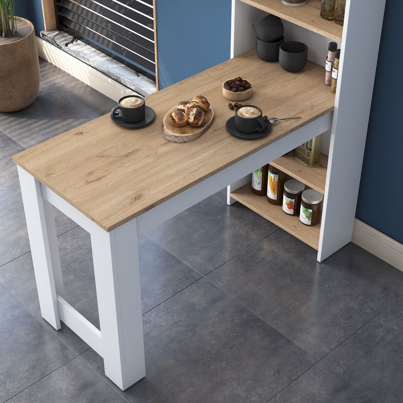 Casa si Gradina - Mobilier - Mese si birouri - Mese bucatarie si dining - Masa de bucatarie, Hanah Home, PAL melaminat, nuc si alb, 120x53.8x153.6 cm - Infinity.ro