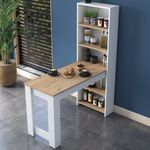 Casa si Gradina - Mobilier - Mese si birouri - Mese bucatarie si dining - Masa de bucatarie, Hanah Home, PAL melaminat, nuc si alb, 120x53.8x153.6 cm - Infinity.ro