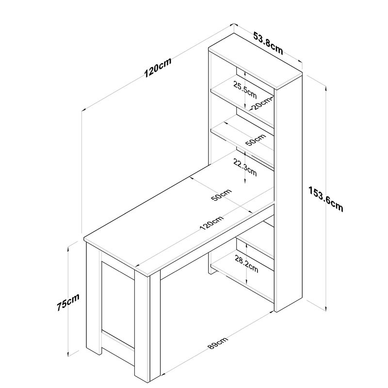 Casa si Gradina - Mobilier - Mese si birouri - Mese bucatarie si dining - Masa de bucatarie, Hanah Home, PAL melaminat, nuc si alb, 120x53.8x153.6 cm - Infinity.ro