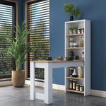 Casa si Gradina - Mobilier - Mese si birouri - Mese bucatarie si dining - Masa de bucatarie, Hanah Home, PAL melaminat, nuc si alb, 120x53.8x153.6 cm - Infinity.ro