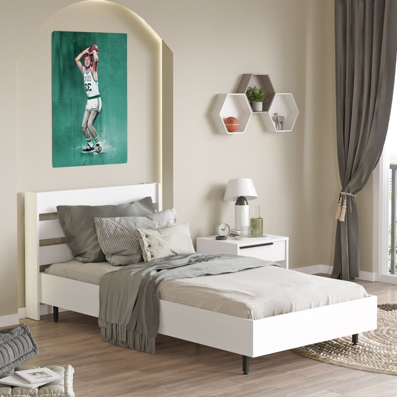 Casa si Gradina - Mobilier - Paturi si accesorii - Paturi - Pat single, Hanah Home, pal melaminat, alb, 108.5x205.6x86 cm - Infinity.ro