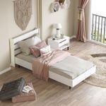 Casa si Gradina - Mobilier - Paturi si accesorii - Paturi - Pat single, Hanah Home, pal melaminat, alb, 108.5x205.6x86 cm - Infinity.ro
