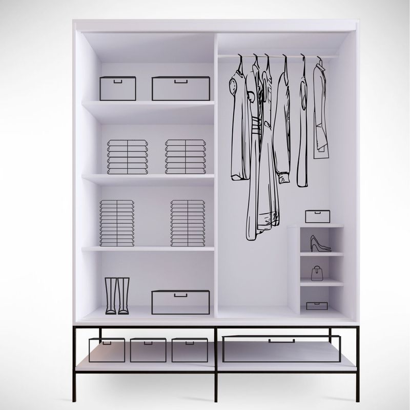 Casa si Gradina - Mobilier - Dulapuri si sifoniere - Sifoniere - Sifonier cu usi glisante, Hanah Home, pal melaminat, alb, 150x57x200 cm - Infinity.ro