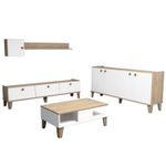 Casa si Gradina - Mobilier - Seturi de mobilier - Seturi living - Set mobilier living, Hanah Home, pal melaminat, stejar alb, multiple piese - Infinity.ro