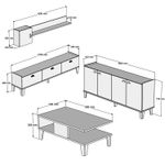 Casa si Gradina - Mobilier - Seturi de mobilier - Seturi living - Set mobilier living, Hanah Home, pal melaminat, stejar alb, multiple piese - Infinity.ro