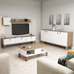 Casa si Gradina - Mobilier - Seturi de mobilier - Seturi living - Set mobilier living, Hanah Home, pal melaminat, stejar alb, multiple piese - Infinity.ro
