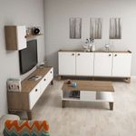 Casa si Gradina - Mobilier - Seturi de mobilier - Seturi living - Set mobilier living, Hanah Home, pal melaminat, stejar alb, multiple piese - Infinity.ro
