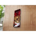 Casa si Gradina - Decoratiuni - Ceasuri - Ceas decorativ de perete, Wallxpert, panza piele de caprioara, multicolor, 96x40 cm, set 3 piese, 228CLA2698 - Infinity.ro