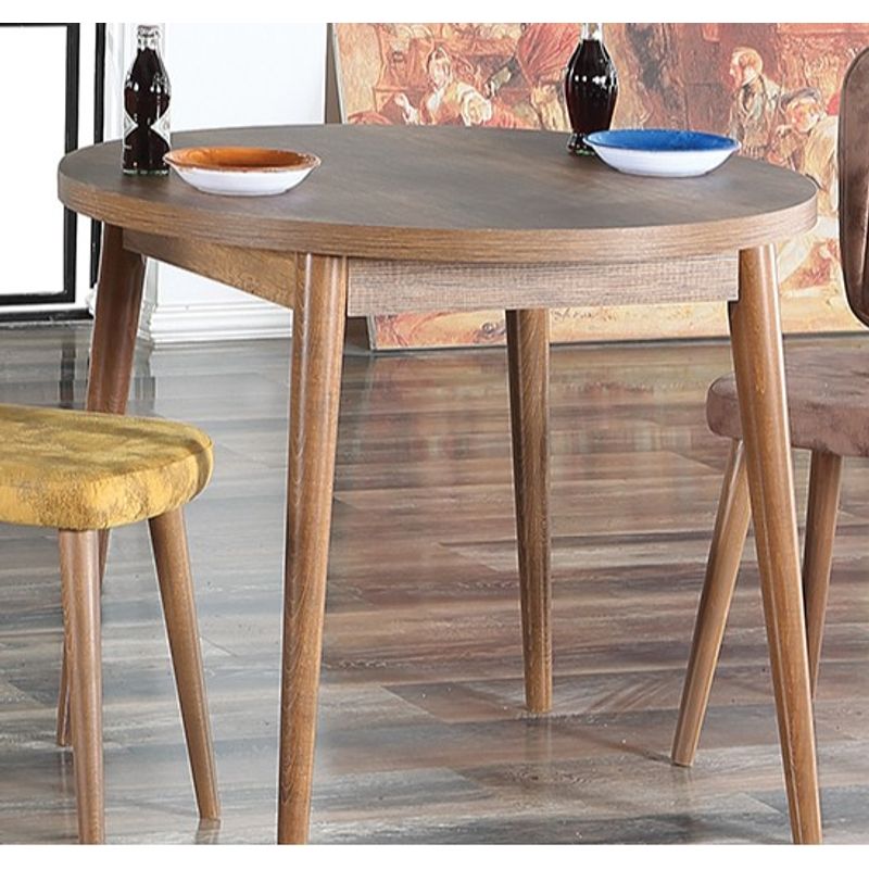 Casa si Gradina - Mobilier - Mese si birouri - Mese bucatarie si dining - Masa de dining rotunda, Hanah Home, panou aglomerat cu melamina, nuc, 90x90x77.5 cm - Infinity.ro