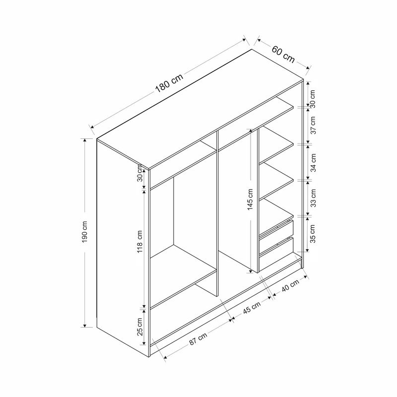 Casa si Gradina - Mobilier - Dulapuri si sifoniere - Sifoniere - Sifonier, Hanah Home, pal melaminat, alb, 180x52x190 cm - Infinity.ro