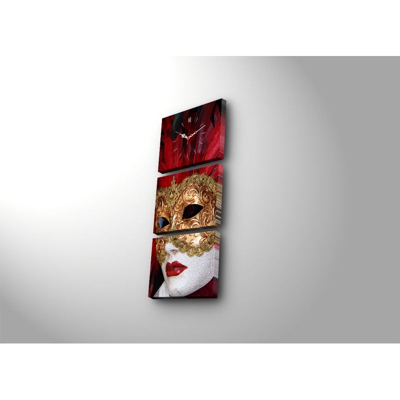 Casa si Gradina - Decoratiuni - Ceasuri - Ceas decorativ de perete, Wallxpert, panza piele de caprioara, multicolor, 96x40 cm, set 3 piese, 228CLA2698 - Infinity.ro