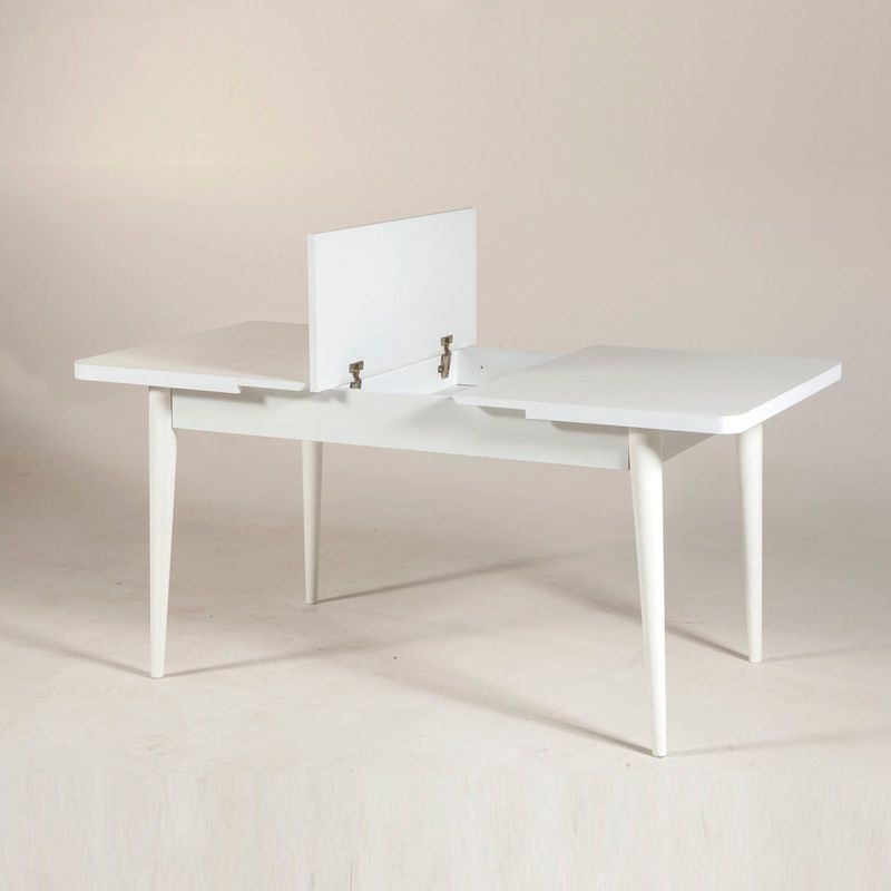 Casa si Gradina - Mobilier - Mese si birouri - Mese bucatarie si dining - Masa extensibila, Hanah Home, pal melaminat, alb, 130x80x77 cm - Infinity.ro