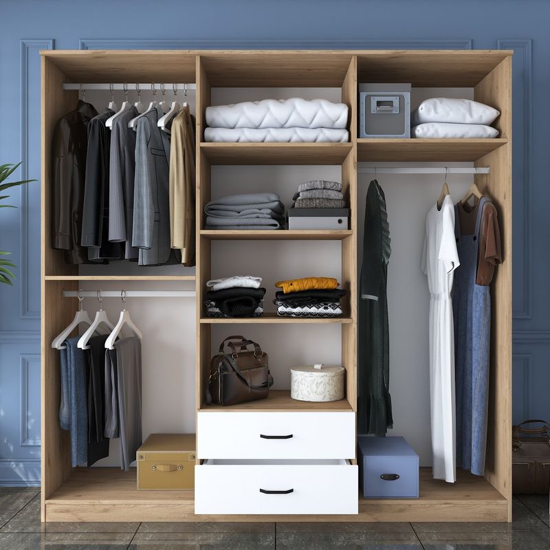 Casa si Gradina - Mobilier - Dulapuri si sifoniere - Sifoniere - Sifonier, Hanah Home, pal melaminat, nuc alb, 210x210x51.5 cm - Infinity.ro