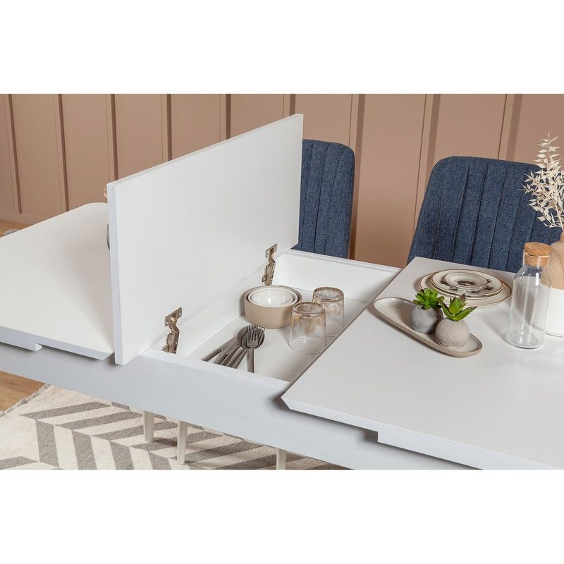 Casa si Gradina - Mobilier - Mese si birouri - Mese bucatarie si dining - Masa extensibila, Hanah Home, pal melaminat, alb, 130x80x77 cm - Infinity.ro