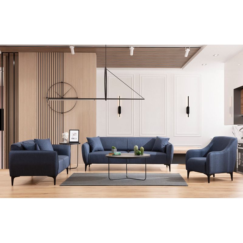 Casa si Gradina - Mobilier - Canapele si coltare - Canapele - Canapea 2 locuri, Hanah Home, lemn de fag si pal, albastru, 160x67x95 cm - Infinity.ro