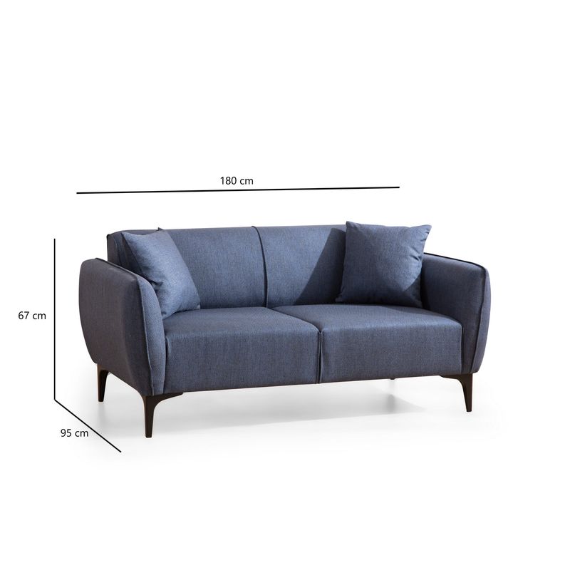 Casa si Gradina - Mobilier - Canapele si coltare - Canapele - Canapea 2 locuri, Hanah Home, lemn de fag si pal, albastru, 160x67x95 cm - Infinity.ro