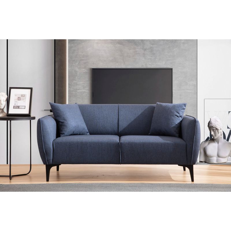 Casa si Gradina - Mobilier - Canapele si coltare - Canapele - Canapea 2 locuri, Hanah Home, lemn de fag si pal, albastru, 160x67x95 cm - Infinity.ro