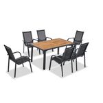 Casa si Gradina - Gradina si terasa - Mobilier exterior - Seturi mobila gradina - Set mobilier de gradina, Hanah Home, aluminiu si lemn iriko, antracit si lemn, masa 155x95x75 cm, 6 scaune - Infinity.ro