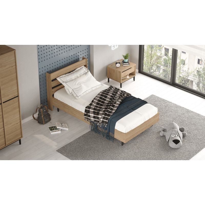 Casa si Gradina - Mobilier - Saltele si somiere - Somiere - Somiera, Hanah Home, PAL melaminat, nuc, 108.5x205.6x86 cm - Infinity.ro