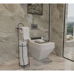 Casa si Gradina - Sanitare - Suporturi si accesorii baie - Suporturi baie - Suport hartie igienica, Hermia, metal, negru, 15,5x15x66,5 cm - Infinity.ro