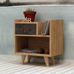 Casa si Gradina - Mobilier - Comode si corpuri - Noptiere - Noptiera, Hanah Home, pal melaminat, stejar si gri inchis, 50x40x52 cm - Infinity.ro