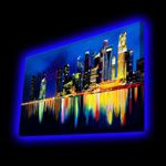 Casa si Gradina - Electrice - Tablouri electrice si accesorii - Tablou canvas decorativ cu led, Wallxpert, multicolor, 45x70 cm, poliester, rama lemn - Infinity.ro