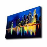 Casa si Gradina - Electrice - Tablouri electrice si accesorii - Tablou canvas decorativ cu led, Wallxpert, multicolor, 45x70 cm, poliester, rama lemn - Infinity.ro