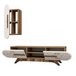 Casa si Gradina - Mobilier - Comode si corpuri - Comode - Comoda tv, Hanah Home, pal melaminat, nuc si alb, 145x37x35 cm - Infinity.ro
