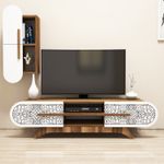 Casa si Gradina - Mobilier - Comode si corpuri - Comode - Comoda tv, Hanah Home, pal melaminat, nuc si alb, 145x37x35 cm - Infinity.ro