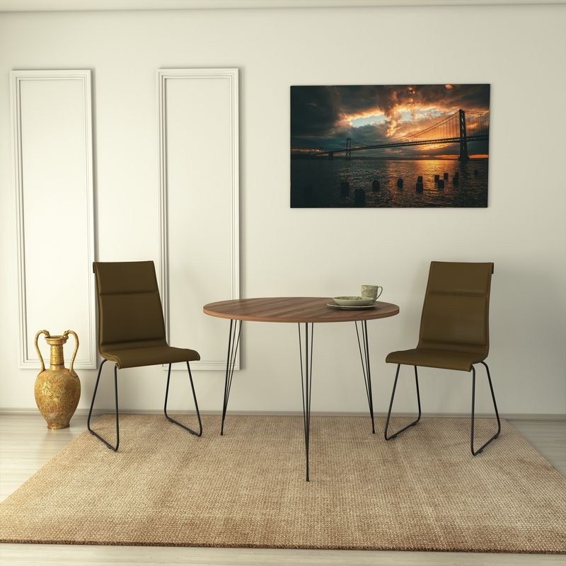 Casa si Gradina - Mobilier - Mese si birouri - Mese bucatarie si dining - Masa dining, Hanah Home, pal melaminat, nuc, 90x90x75 cm - Infinity.ro