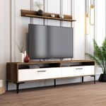 Casa si Gradina - Mobilier - Seturi de mobilier - Seturi living - Set mobilier living, Hanah Home, pal melaminat, nuc si alb, comoda tv 180x47x35 cm, masuta cafea 105x32.6x60 cm - Infinity.ro