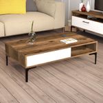 Casa si Gradina - Mobilier - Seturi de mobilier - Seturi living - Set mobilier living, Hanah Home, pal melaminat, nuc si alb, comoda tv 180x47x35 cm, masuta cafea 105x32.6x60 cm - Infinity.ro