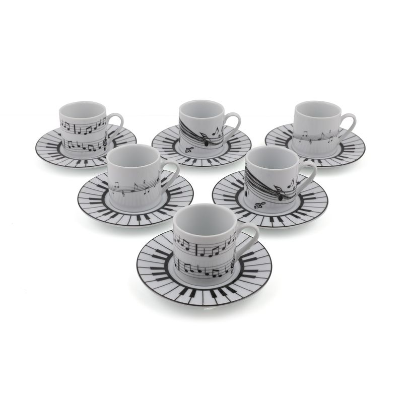 Casa si Gradina - Bucatarie si vesela - Cani si pahare - Cani si cesti - Set cesti cafea, Hermia, portelan, alb si negru, 12 piese - Infinity.ro