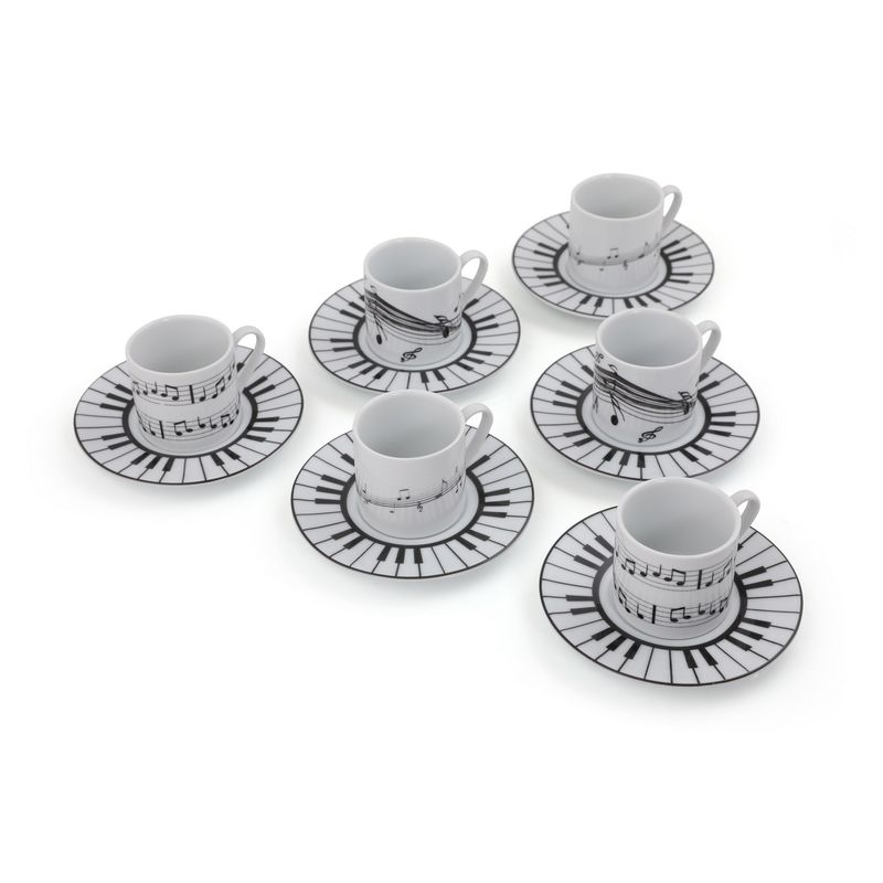 Casa si Gradina - Bucatarie si vesela - Cani si pahare - Cani si cesti - Set cesti cafea, Hermia, portelan, alb si negru, 12 piese - Infinity.ro