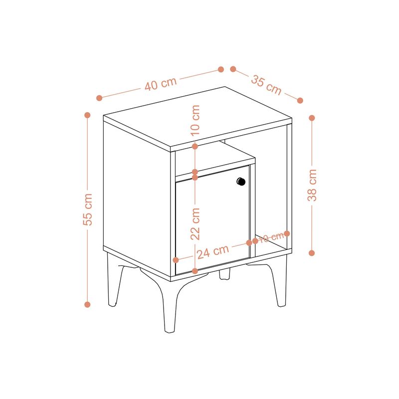Casa si Gradina - Mobilier - Comode si corpuri - Noptiere - Noptiera, Hanah Home, pal melaminat, nuc si negru, 40x35x55 cm - Infinity.ro