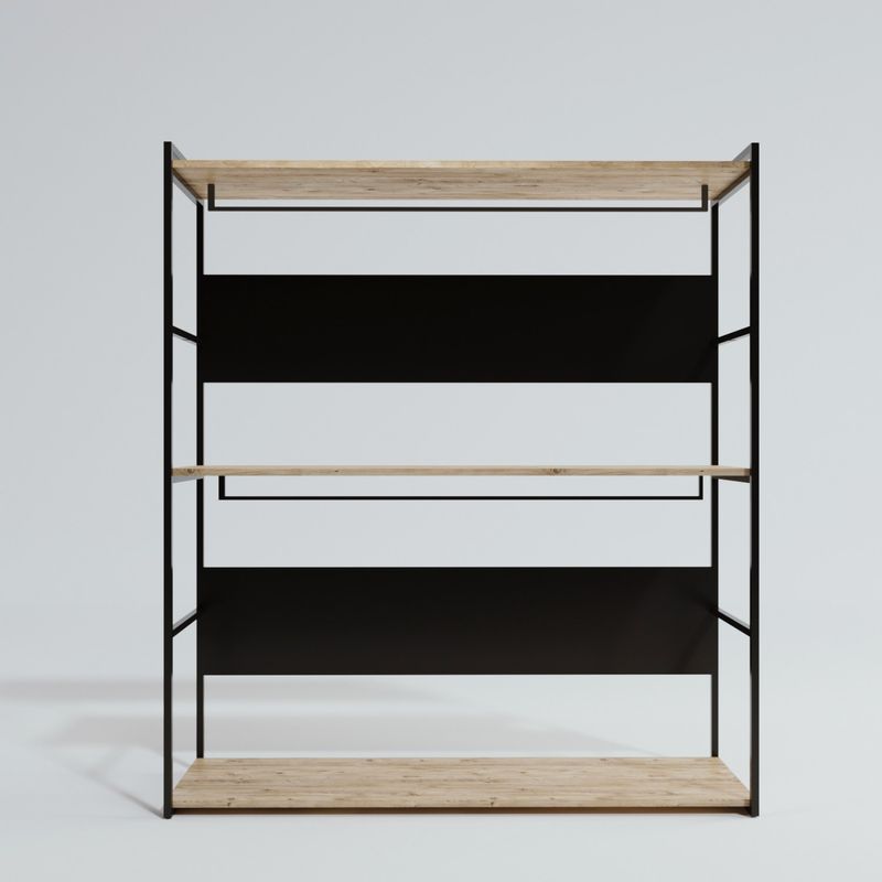 Casa si Gradina - Mobilier - Organizare si depozitare - Umerase si valeti - Suport haine, Hanah Home, pal melaminat, stejar si negru, 160x40x170 cm - Infinity.ro
