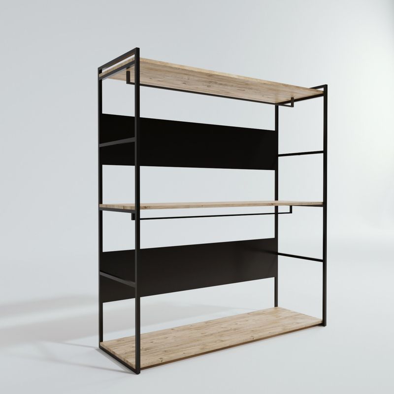 Casa si Gradina - Mobilier - Organizare si depozitare - Umerase si valeti - Suport haine, Hanah Home, pal melaminat, stejar si negru, 160x40x170 cm - Infinity.ro