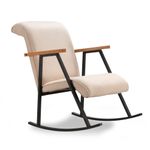 Casa si Gradina - Mobilier - Scaune si fotolii - Fotolii - Fotoliu balansoar, Hanah Home, tesatura tricotata poliester cu bumbac, crem, 65x55x44 cm - Infinity.ro