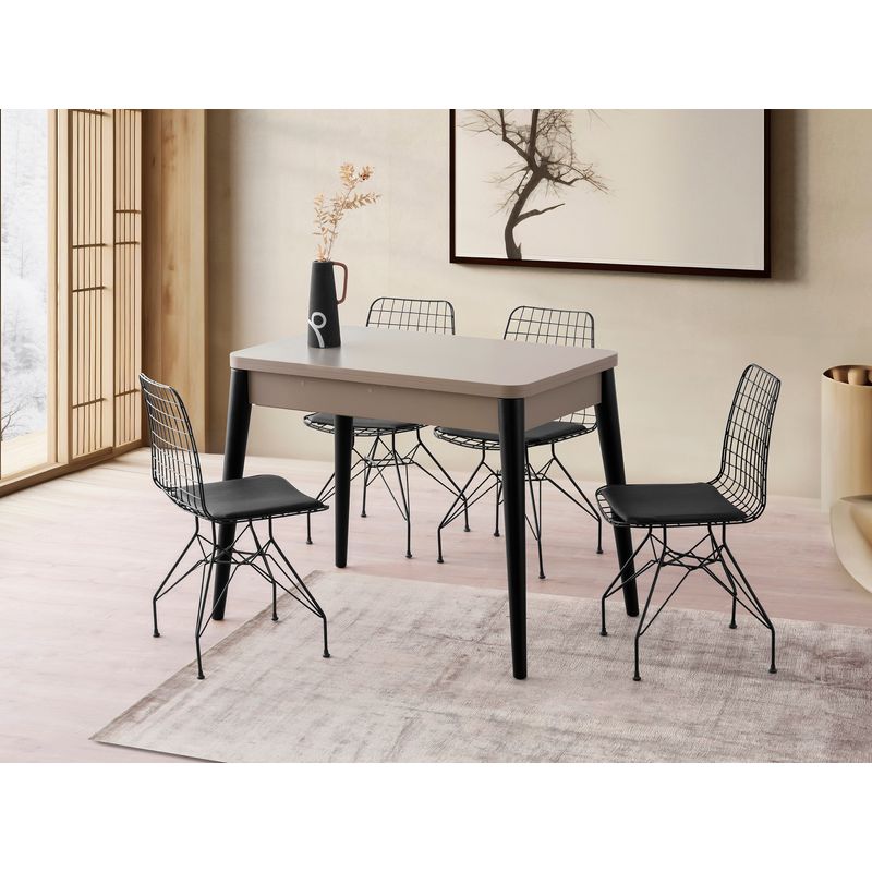 Casa si Gradina - Mobilier - Mese si birouri - Mese bucatarie si dining - Masa extensibila, Hanah Home, pal melaminat, mocha deschisa, 100x60x75 cm - Infinity.ro