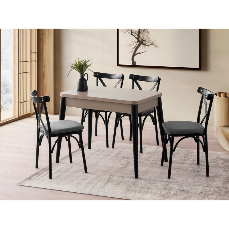 Casa si Gradina - Mobilier - Mese si birouri - Mese bucatarie si dining - Masa extensibila, Hanah Home, pal melaminat, mocha deschisa, 100x60x75 cm - Infinity.ro