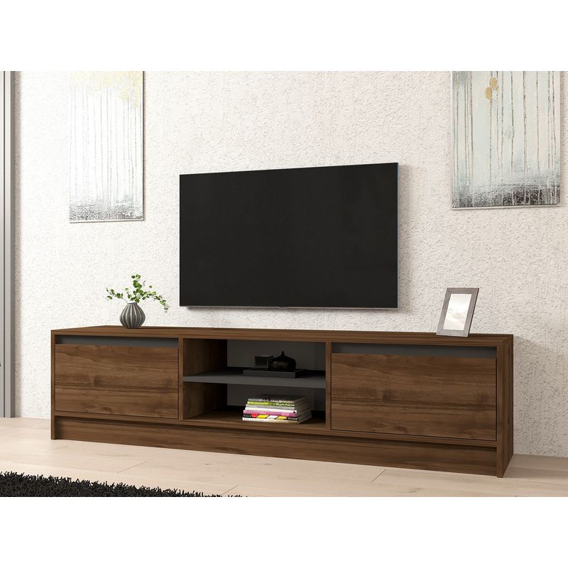 Casa si Gradina - Mobilier - Comode si corpuri - Comode - Comoda tv, Hanah Home, pal melaminat, nuc si antracit, 180x45x40 cm - Infinity.ro
