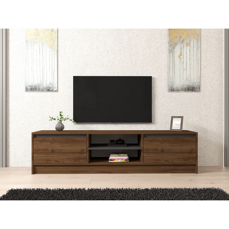 Casa si Gradina - Mobilier - Comode si corpuri - Comode - Comoda tv, Hanah Home, pal melaminat, nuc si antracit, 180x45x40 cm - Infinity.ro